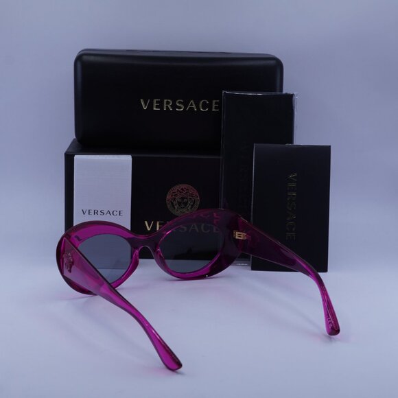 Versace VE4456U 533487 Oval Sunglasses – Pink Transparent/Dark Grey main image 5